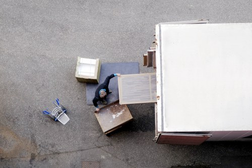 Packed boxes and furniture ready for local house removals