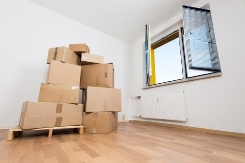Packed household furniture ready for transport during a Hamptonhill removal service