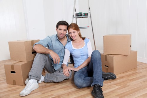 Packed office equipment ready for transport during a local move in Hamptonhill