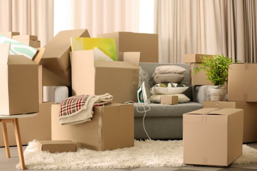 Organised boxes and packing materials prepared for a local move in Hamptonhill